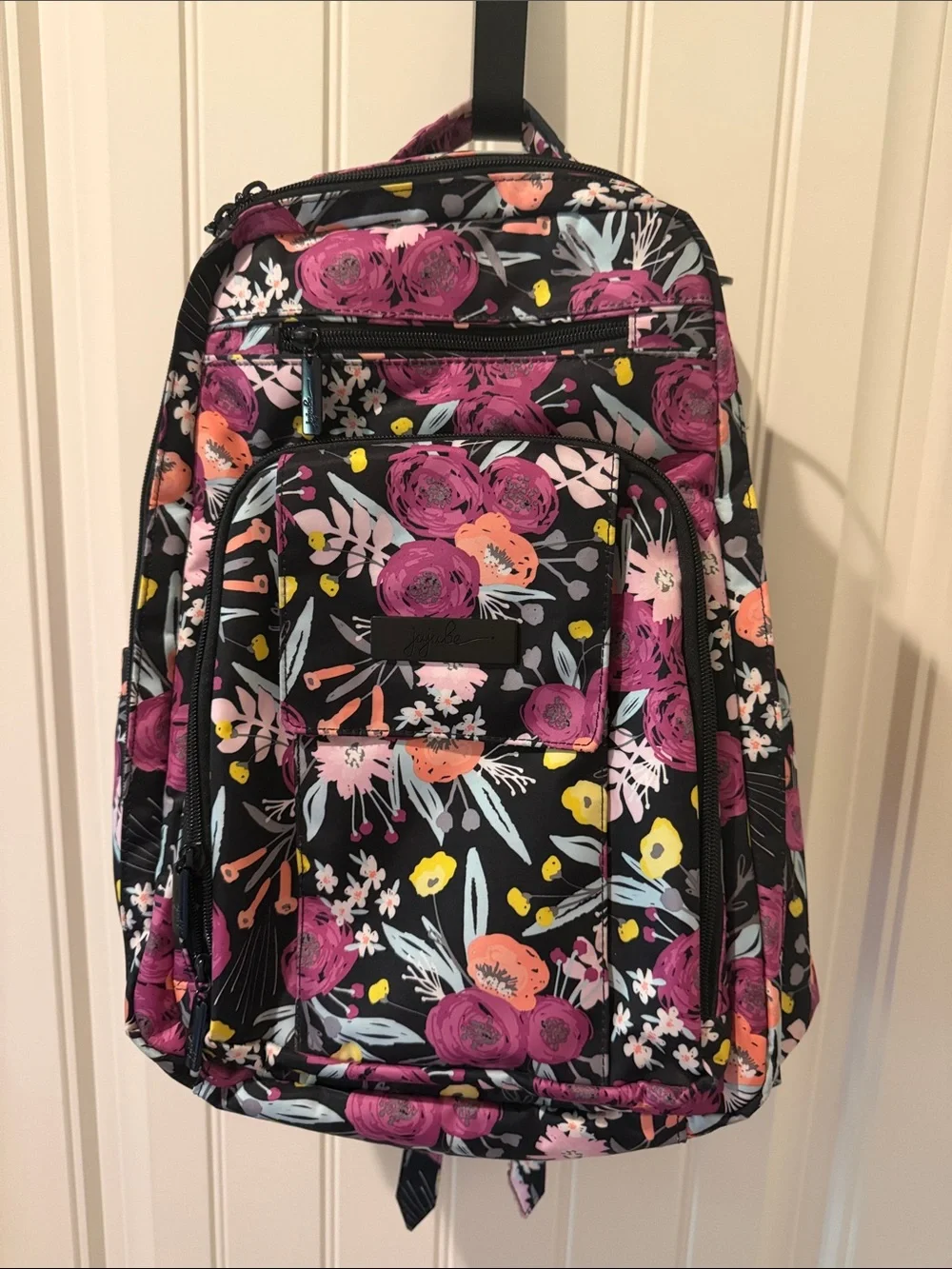 Ju-Ju Be Be Right Back Backpack Diaper Bag In Black and Bloom